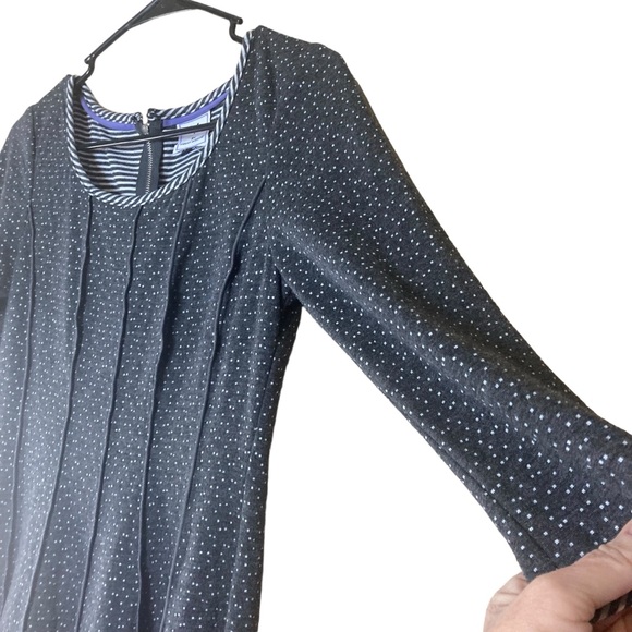 Violet Weekend Dress Micro Polka dot with contrasting Stripe Accent Size Small - Picture 3 of 9